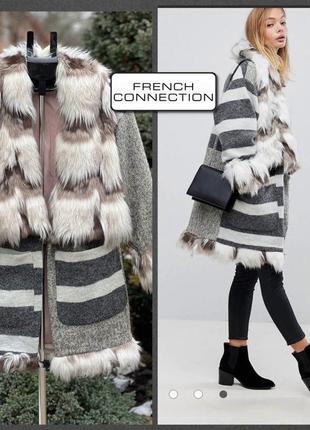 French connection 22 года роскошное шерстяное пальто печворк