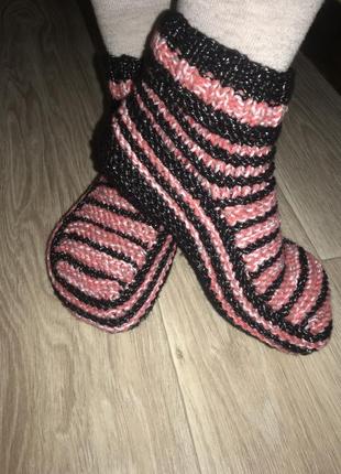 Вязаные носки тапочки