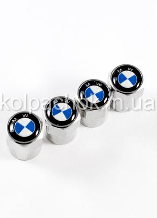 Колпачки на ниппеля BMW хром/сине-белый лого