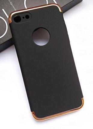 Чехол для iphone 7 / 8 пластиковая накладка черный с золотистым