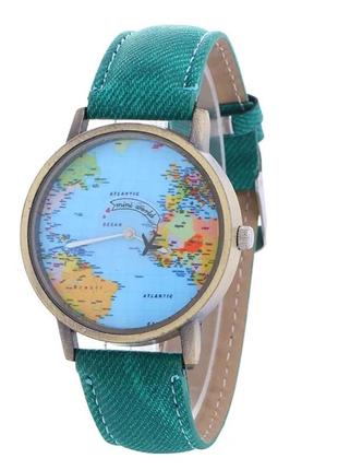 Жіночий трендовий годинник на руку в зеленому кольорі