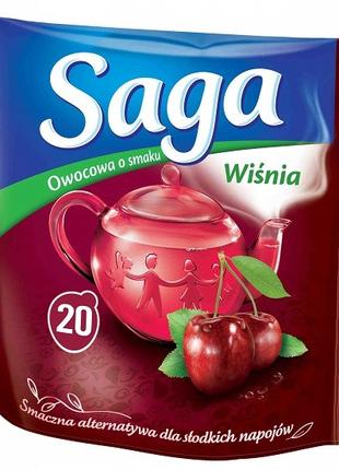 Фруктовый чай в пакетиках Saga вишня 20 шт, Польша