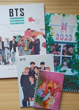 Комплект BTS фан бук + календар перекидний + зошит + блокнот