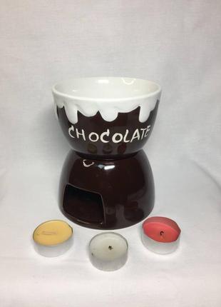 Мини-фондю "шоколад" керамическая для расплава шоколада сыра и...