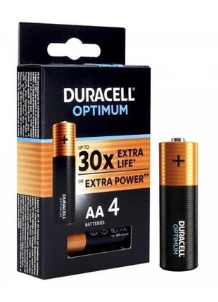 Батарейки щелочные DURACELL OPTIMUM АА/LR6 MX1500, упаковка 4 шт