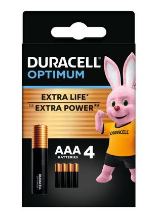 Батарейки лужні DURACELL OPTIMUM АAА/LR03 MX2400, паковання 4 шт.
