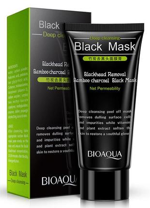 Черная маска-пленка с углем от черных точек bioaqua black mask...