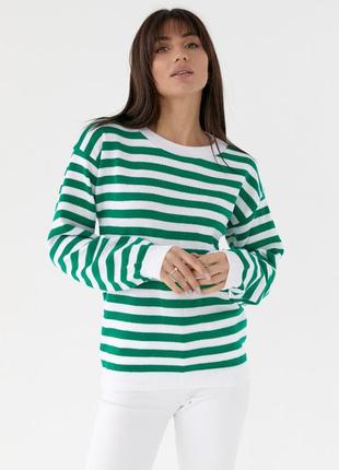 Модный свитер в полоску зеленый 42-48