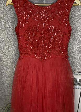 Красивое, красное вечернее, коктельное платье