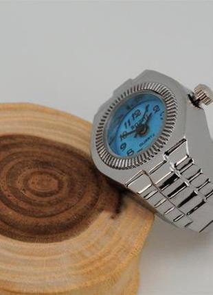 Часы-кольцо на палец кварцевые (голубым циферблатом) арт. 03455