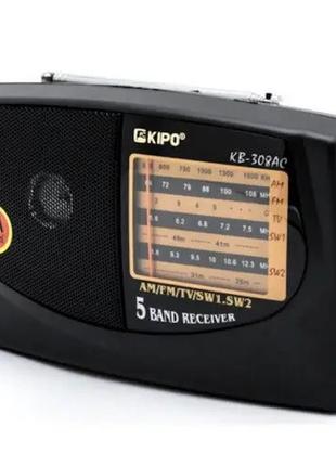 Портативний радіоприймач на батареях KIPO KB-308 Black AM FM T...