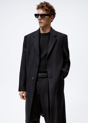 Пальто zara з вовною чорного кольору