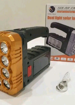 Ліхтарик ручний акумуляторний на сонячній батареї з функцією Powe