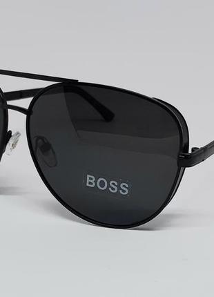 Boss очки капли мужские солнцезащитные черные поляризированые