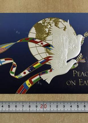 Листівка США Подвійна Чиста Тиснення "Peace on Earth"