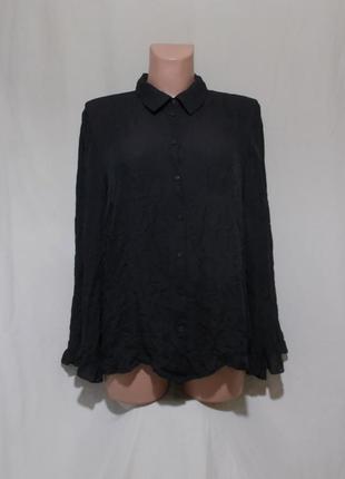 Блуза черная тонкий матовый шелк 'hallhuber' 50р
