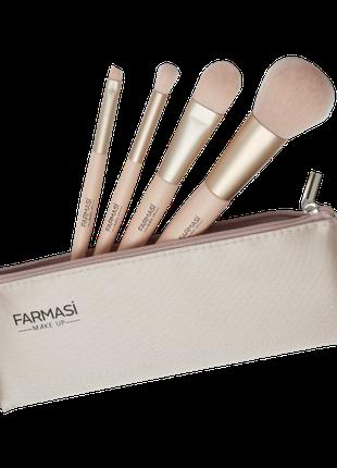 Набор кисточек для макияжа с косметичкой Soft Pink Farmasi