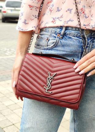 Женская сумка YSL Ив Сен Лоран бордовая ИСЛ