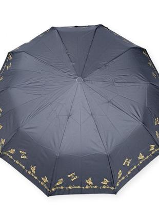 Женский зонт полуавтомат на 10 спиц черный