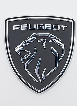 Эмблема логотип Peugeot (хром+чёрный)