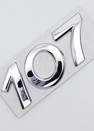 Эмблема надпись 107 (металл, хром, глянец), Peugeot
