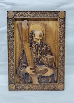 Ікона Святий Андрій Первозванний, ікона з дерева, різьблена 25х20
