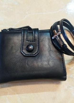 Подарочный набор. мужской портмоне (кошелек) + кожаный браслет...