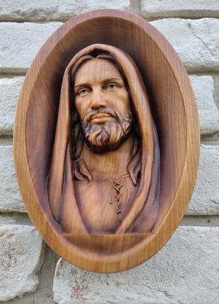 Ісус Христос, барельєф Спасителя, вироби з дерева, різьблена