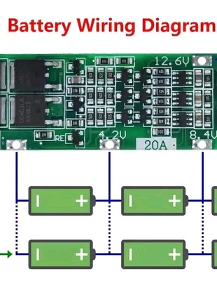 BMS 3S 20A 12.6V контроллер заряда