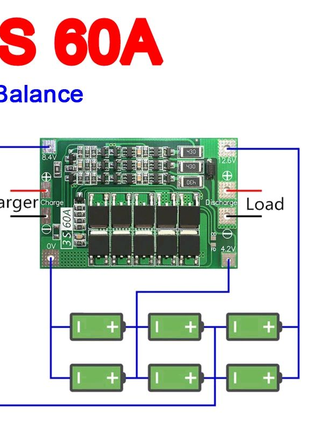 BMS 3S 60A 12.6V balanced с балансировкой контроллер заряда плата