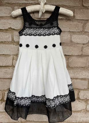1, Нарядное белое платье с черным кружевом Размер 6Т Bonnie Je...