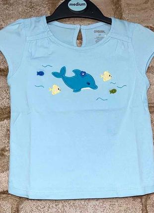 1, Голубая хлопковая футболка с аппликацией дельфин Джимбори G...