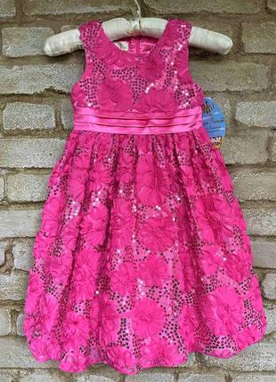 1, Ошатне рожеве плаття в кольорах і паєтках із пишними спідни...