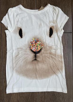 1, Белая хлопковая футболка Зайчик с конфетами Крейзи8 Crazy8 ...