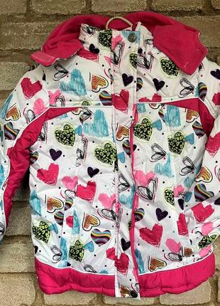 1, Теплая зимняя курточка в сердечко утепленная флисом Pink Pl...