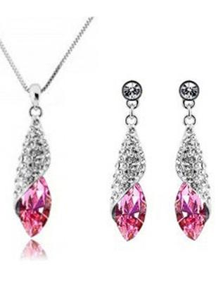 1, Набор ожерелье и серьги с Австрийскими кристаллами (светло-...