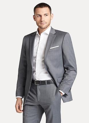 1, Шикарный классический серый мужской костюм натуральная шерс...