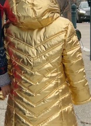 1, Стильная золотая куртка парка на флисе еврозима Размер 5-6 ...