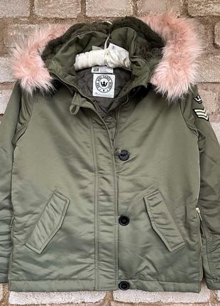 1, Стильная утепленная куртка с капюшоном на девочку H&M; Разм...