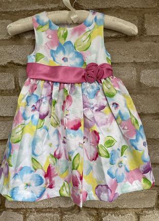1, Дуже ніжне ошатне плаття з тафти у квітах Розмір 3Т America...