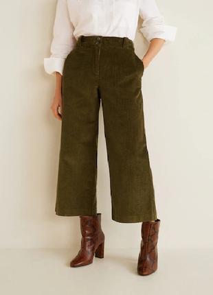 1, Вельветові жіночі штани кюлоти із завищеною талією кольору ...