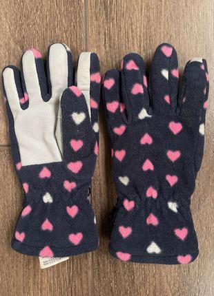 1, Темно-синие флисовые утепленные перчатки Размер L (11-14 ле...