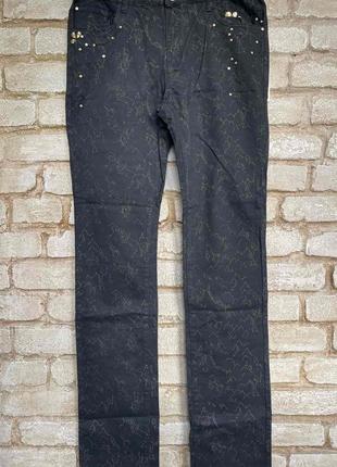 1, Турецкие Черные джинсы брюки с золотистыми разводами SML Сo...