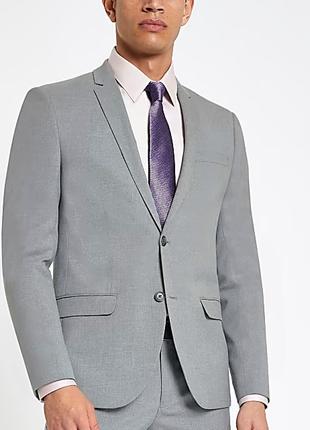 1. Классический серый мужской пиджак Slim Fit River Island Ори...