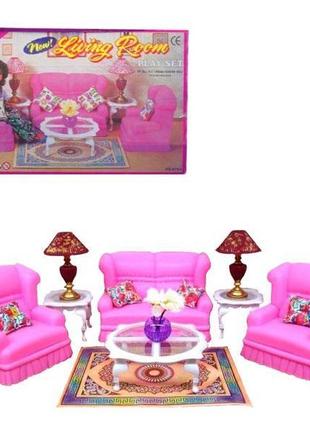 Мебель для кукол Глория Gloria 9704 Гостиная Барби, диван, кресла