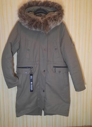 Фирменная зимняя куртка парка хаки mangust 46р.