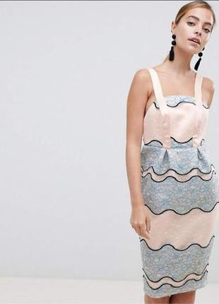 Вечірня мереживна сукня-футляр міді великого розміру від asos