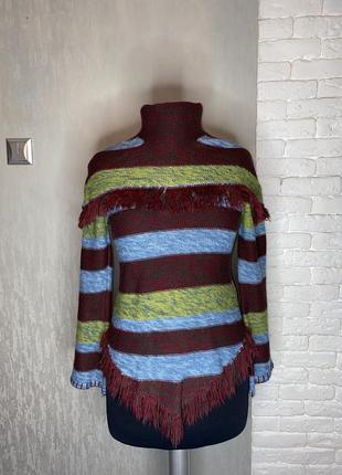 Оригинальный дизайнерский свитер винтажная кофта гольф с бахро...