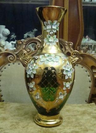 Оригинальная красивая ваза смальта лепка позолота эмаль богеми...