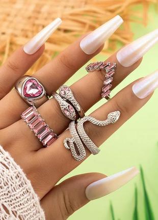 Топ набор колец змея сердце кристаллы стильные кольца кольца